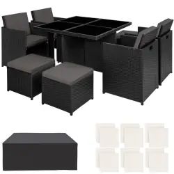 Salon de jardin  8 places avec 2 sets de housses