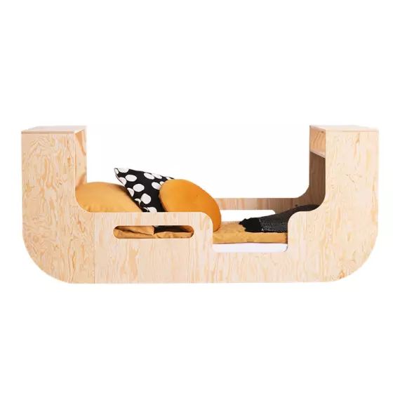 Lit 90×200 entrée droite sommier inclus naturel