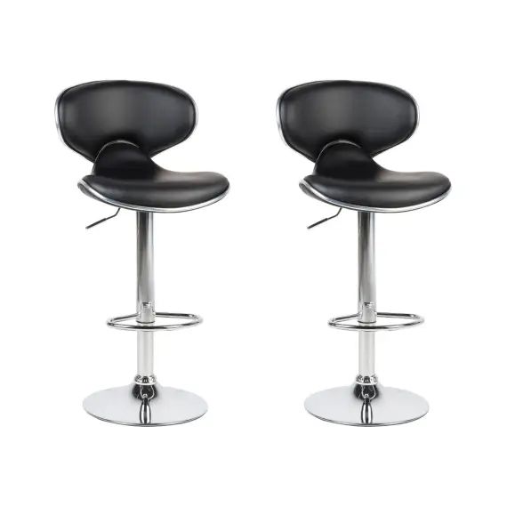 Lot de 2 chaises de bar en cuir PU noir