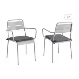 Lot de 2 chaises en acier gris glacier