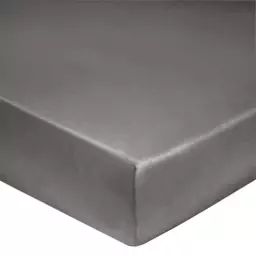 Drap housse en coton lin lavé gris 90 x 190 cm