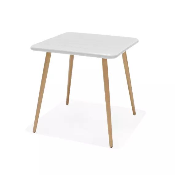 Table de jardin carrée 70cm blanche et bois