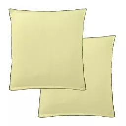 2 taies d’oreiller carrées en lin français – lin lavé jaune 65×65 cm