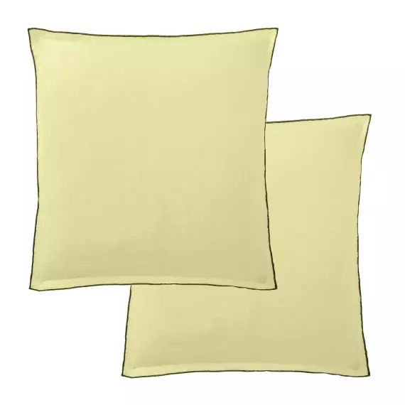 2 taies d’oreiller carrées en lin français – lin lavé jaune 65×65 cm
