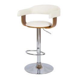 Chaise de bar réglable 59/79 cm en cuir synthétique blanc