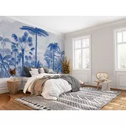 Papier peint panoramique motif imprimé Bleu cobalt 432x300cm