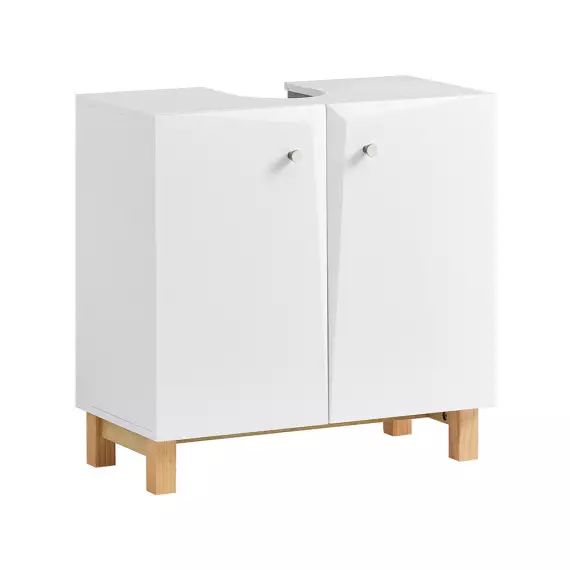 Meuble sous vasque 2 portes effet bois blanc