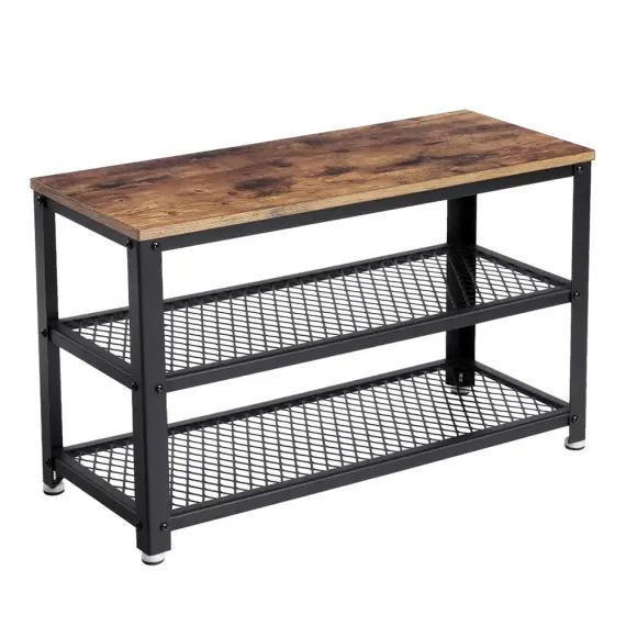 Banc à chaussures à 2 niveaux – L73 cm – Marron vintage
