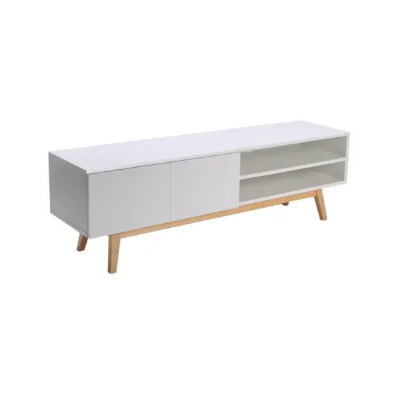 Meuble tv 160cm 2 portes 1 niche blanc