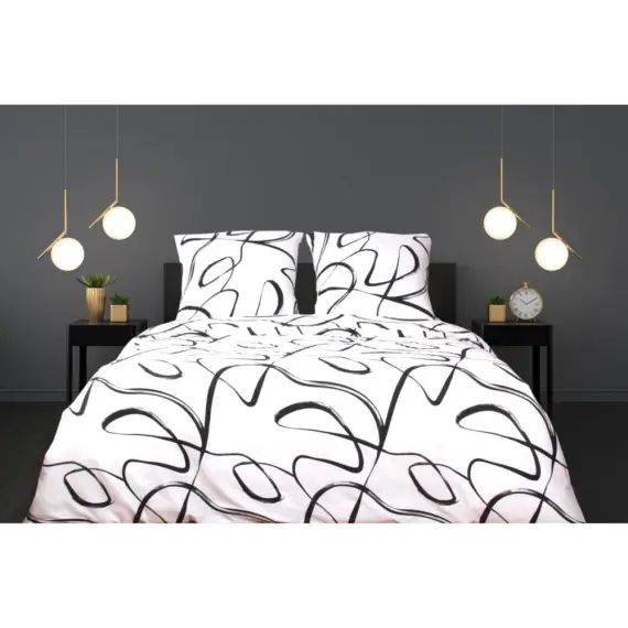 Parure de lit-housse de couette 200×200 cm+ 2 TO 65×65 cm blanc/noir