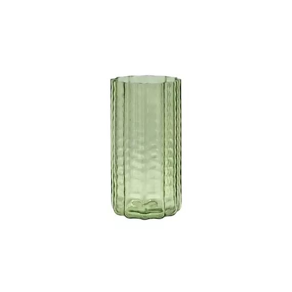 Vase Wave en Verre, Verre soufflé bouche – Couleur Vert – 15 x 15 x 28 cm – Designer Ruben Deriemaeker