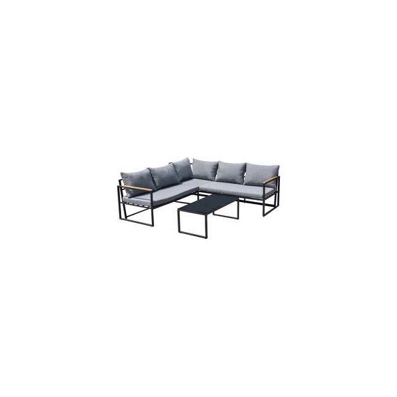 Set salon de jardin grand angle modulable + table basse MAUI gris