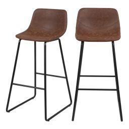 Chaise de bar 76 cm en cuir synthétique marron (lot de 2)
