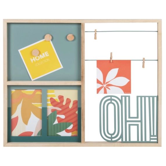 Pêle-mêle en bois de paulownia et métal vert 46×38