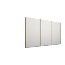 Malix, armoire à 3 portes coulissantes, 270 cm, cadre chêne et portes blanc mat, intérieur premium