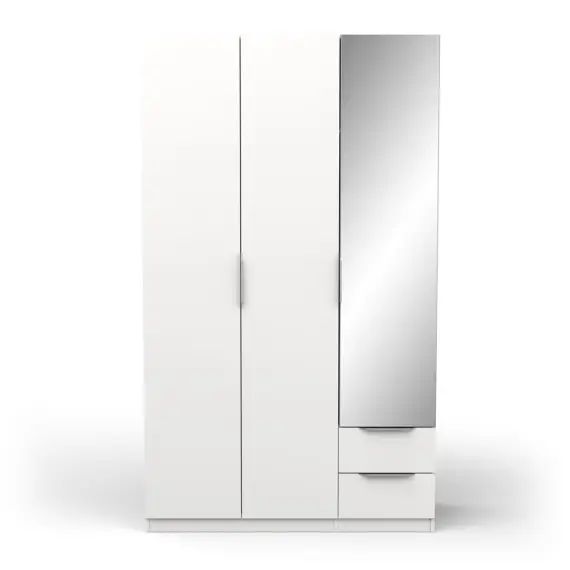 Armoire 3 portes, 2 tiroirs et 1 miroir – L119,4 cm