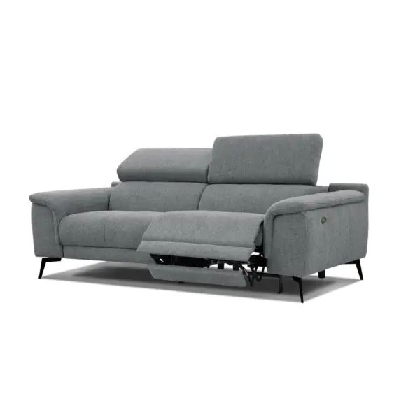 Canapé droit 3 places avec relax électrique côté droit tissu gris