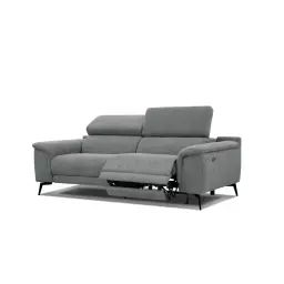 Canapé droit 3 places avec relax électrique côté droit tissu gris