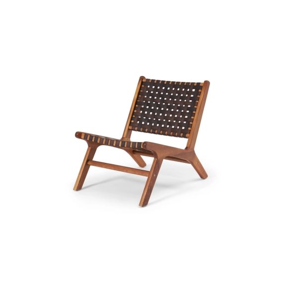Formby, fauteuil lounge, bois et cuir synthétique tressé