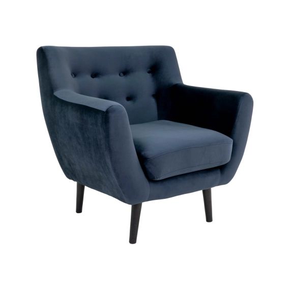 Fauteuil moderne en velours bleu foncé