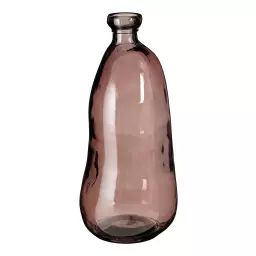 Vase bouteille en verre recyclé marron foncé H51