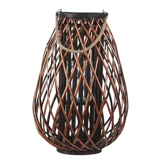 Lanterne décorative marron en bois de saule 60 cm