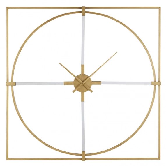 Horloge carrée en métal doré 100×100