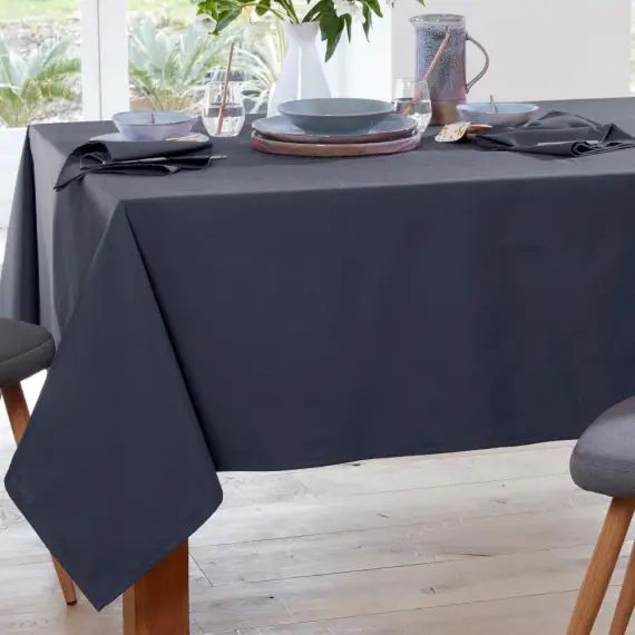 Nappe rectangulaire 140×300 grise en coton