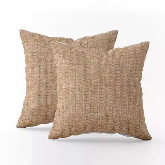 Lot de 2 Housse de coussins aspect jute 50×50