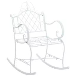 Chaise à bascule d’extérieur en métal Blanc