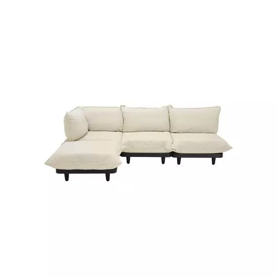 Canapé de jardin 4 places Paletti en Tissu, Tissu Oléfine – Couleur Blanc – 280 x 190 x 90 cm