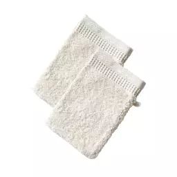 Lot de 2 gants de toilette 15×21 blanc craie en coton 500 g/m²