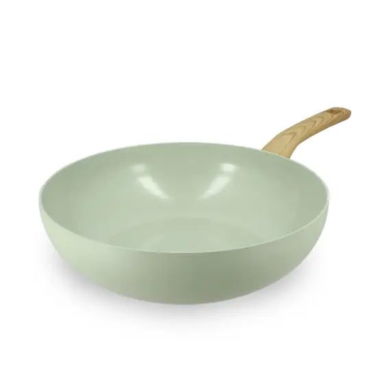 Wok en aluminium Ø28cm céladon – compatible induction