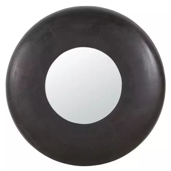 Miroir rond avec encadrement en métal noir D91