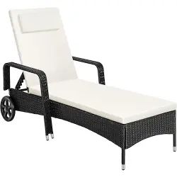 Bain de soleil Transat en rotin Robuste et résistant aux UV noir/beige