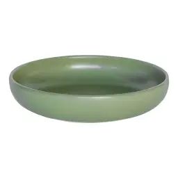 Lot de 6 assiettes creuse   amande 22 cm  en grès  vert