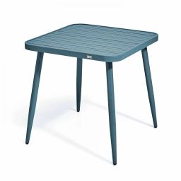 Table de jardin carrée en aluminium bleu canard
