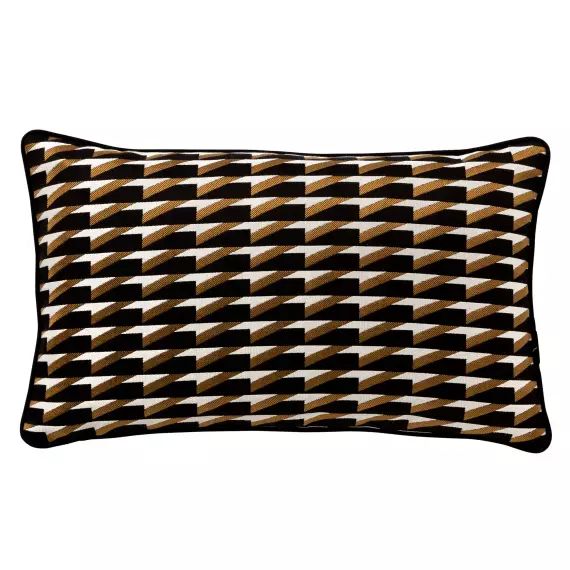 Housse de coussin noir en coton, rayonne et polyester-30×50 cm avec mo