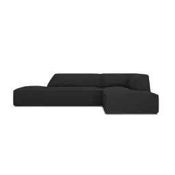 Canapé d’angle droit 4 places en tissu structurel noir