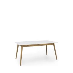 Table à manger extensible en bois 160-205x90cm blanc
