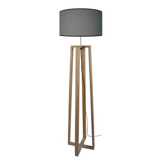 Lampadaire bois naturel et gris
