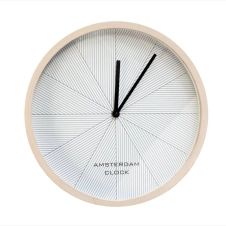 Horloge bois Amsterdam blanc Diam.30 cm