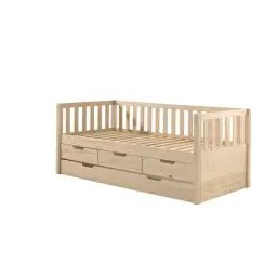 Lit banquette 90×200 sommier 3 tiroirs tiroir de lit inclus naturel