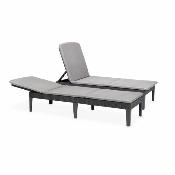 2 bains de soleil en résine graphite et gris