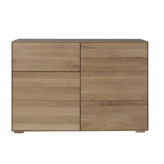 Buffet bas 2 portes et 1 tiroir en bois de chêne massif naturel L120