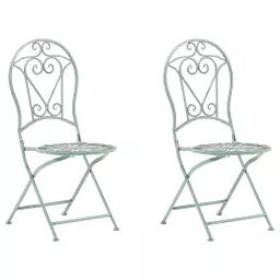 Set de 2 chaises de jardin vert