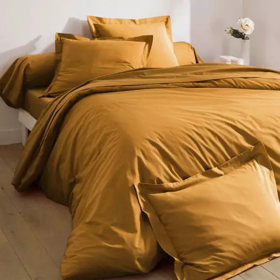 Housse de couette 260×240 marron bronze en coton