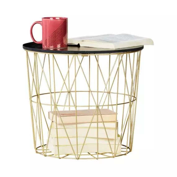 Bout de canapé scandinave Cross doré et noir