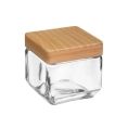 image de bocaux, boîtes & pots scandinave Bocal cuisine carré en verre avec bouchon bois – 0.85L