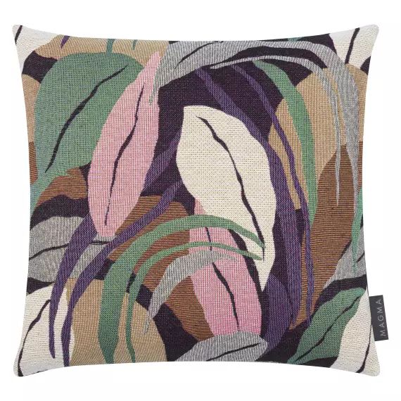 Housses de coussin jacquard motif végétal multicolore 40×40 – Lot de 2